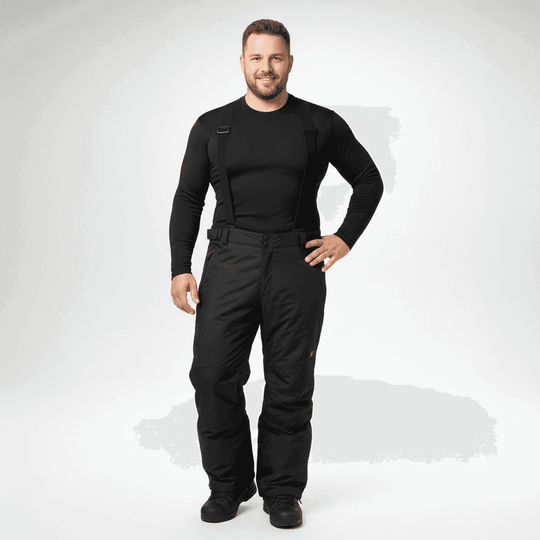 BigTiger schwarze skihose für Herren mit verstellbaren Trägern und passendem Outdoor-Design