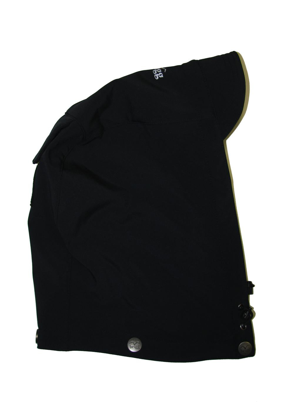 Brigg Softshell Jacke Herren in Schwarz seitliche Ansicht mit Kapuze und Reißverschluss