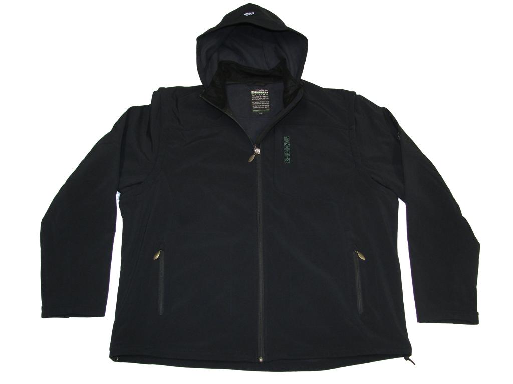 Brigg schwarze softshell jacke herren mit Kapuze und Reißverschlusstaschen für Outdooraktivitäten