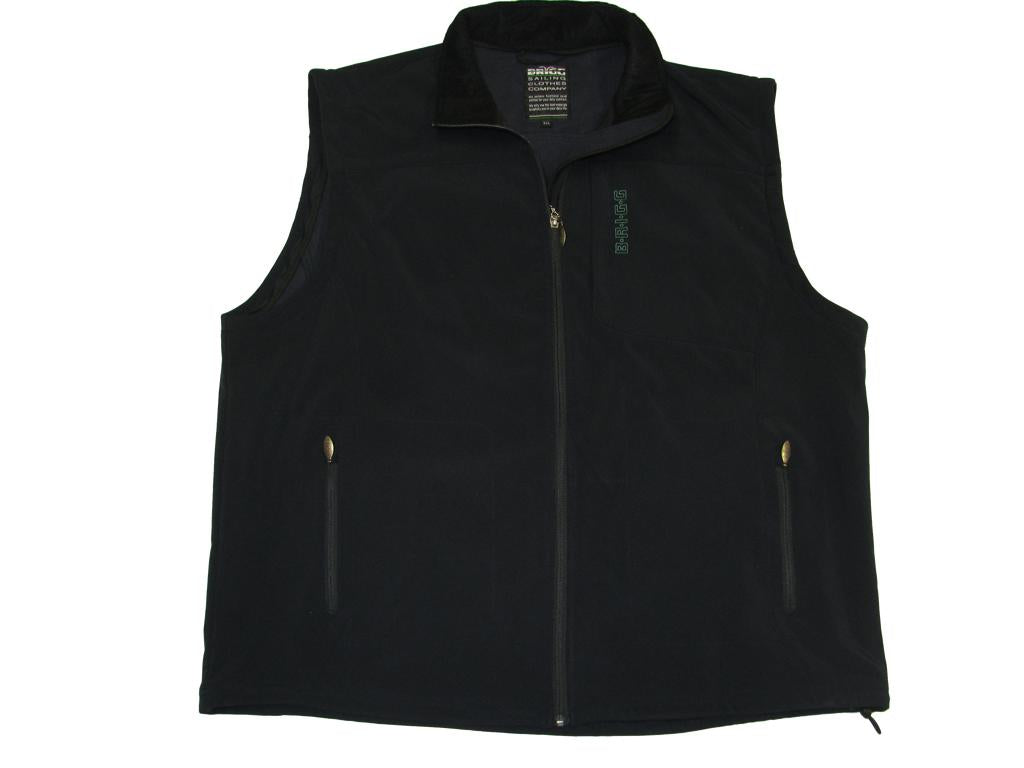 Schwarze Softshell Jacke Herren Weste von Brigg mit Frontreißverschluss und seitlichen Taschen