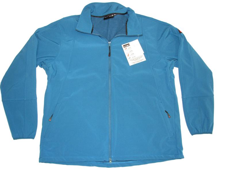 Blaue Softshelljacke Herren von BigTiger mit Reißverschluss und Stehkragen für Outdoor-Aktivitäten