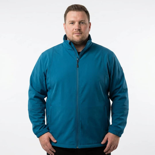 BigTiger Softshelljacke Herren in Blau mit durchgehendem Reißverschluss und Stehkragen