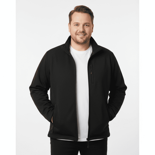 BigTiger Softshelljacke Herren in Schwarz mit Reißverschlusstaschen und Stehkragen für Outdoor Aktivitäten