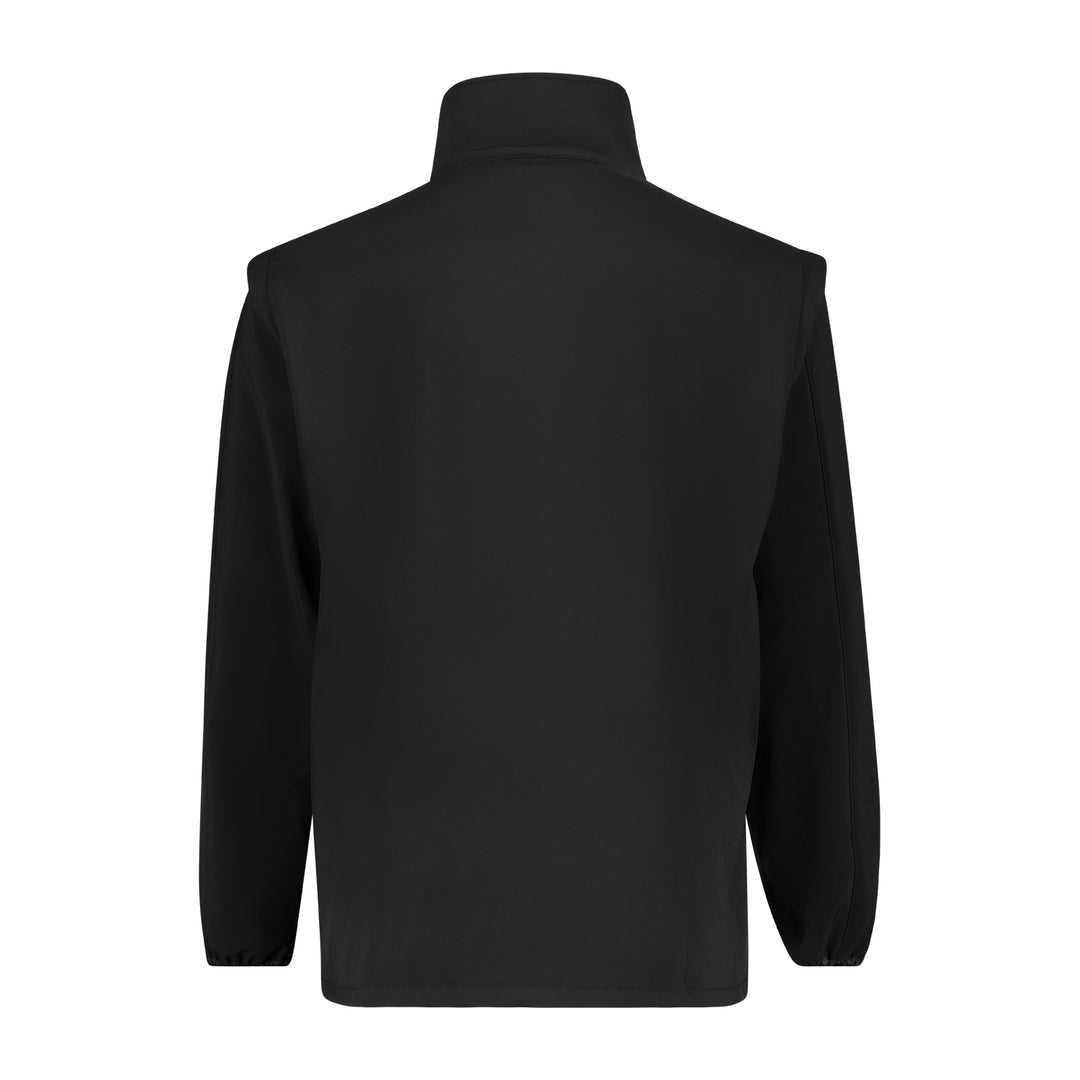 Adamo schwarze Softshelljacke Herren Übergröße 4XL-10XL Rückansicht mit Stehkragen und elastischen Bündchen