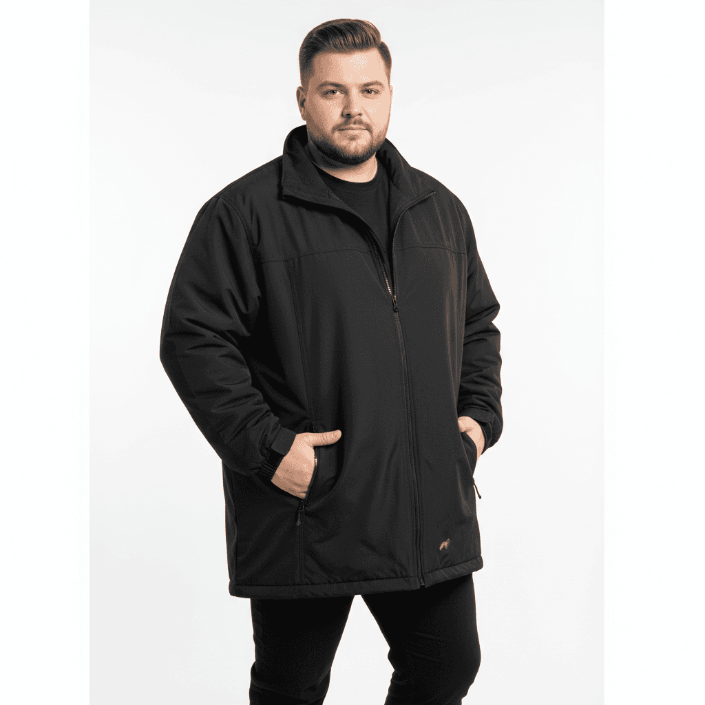 BigTiger sportjacke herren in Schwarz mit Reißverschluss und Stehkragen für Freizeit und Sport
