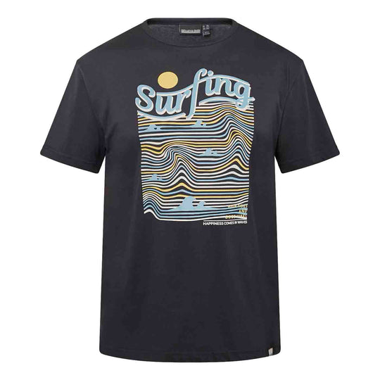Allsize schwarzes T-Shirt mit Surfing T Shirt Motiv und grafischem Wellenprint für Surffans