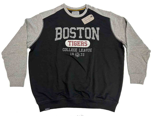 Redfield Sweatshirt Übergröße Herren in Schwarz mit grauen Ärmeln und Boston Tigers Aufdruck