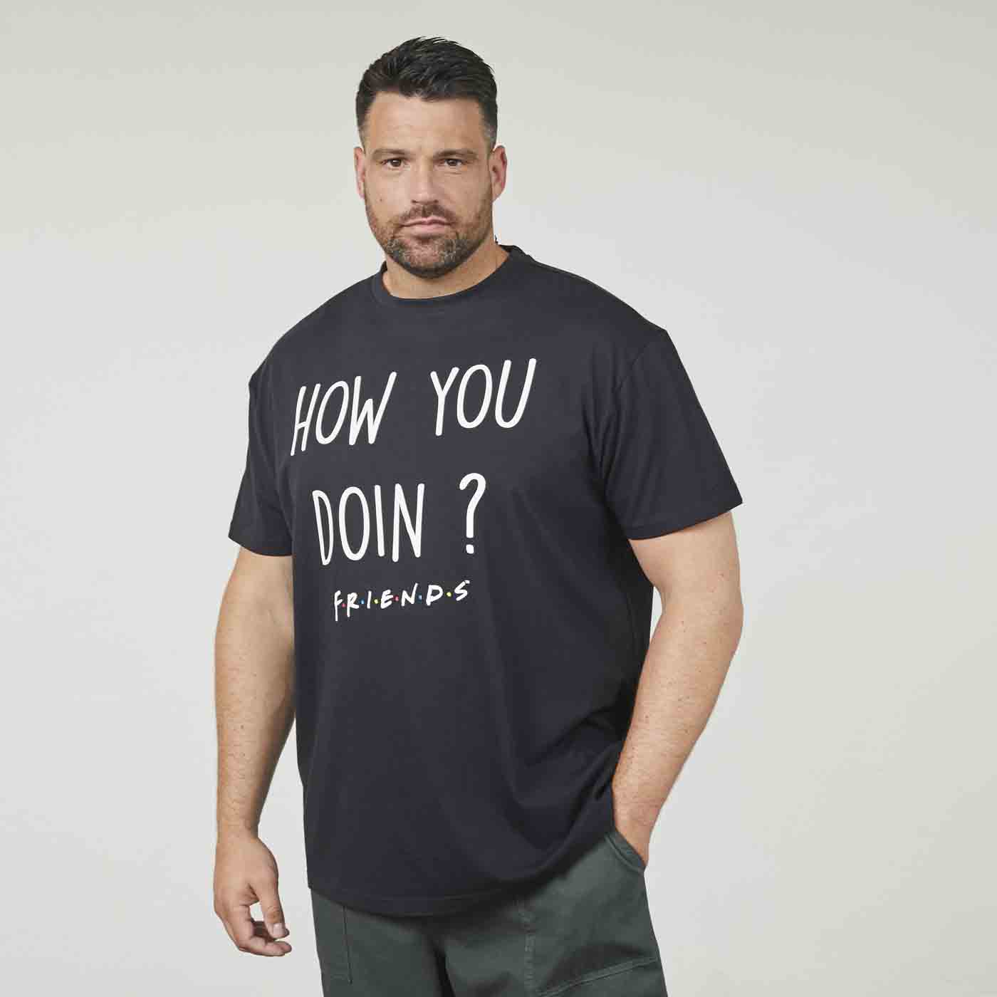 Schwarzes t shirt best friends von Allsize mit How You Doin Aufdruck für Freunde