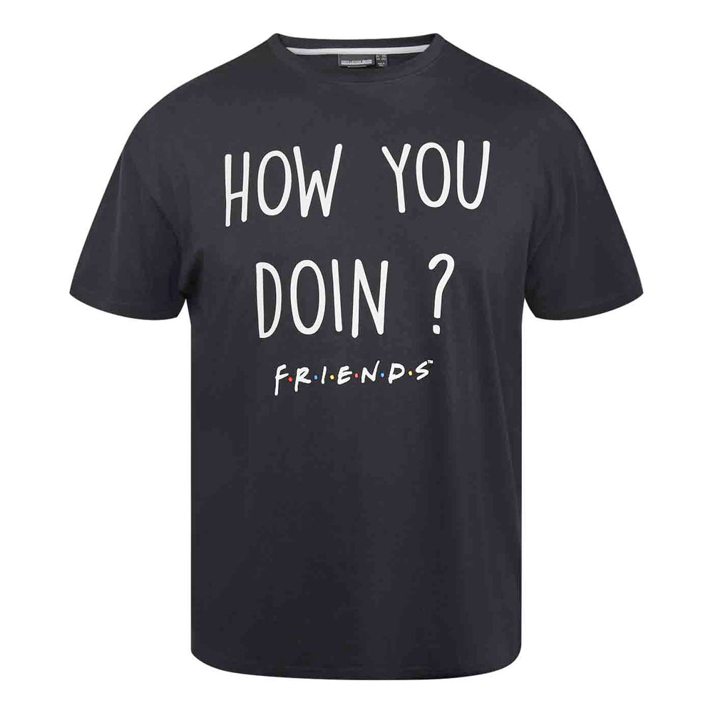 Schwarzes T Shirt Best Friends mit How You Doin Spruch und Friends Druck von Allsize