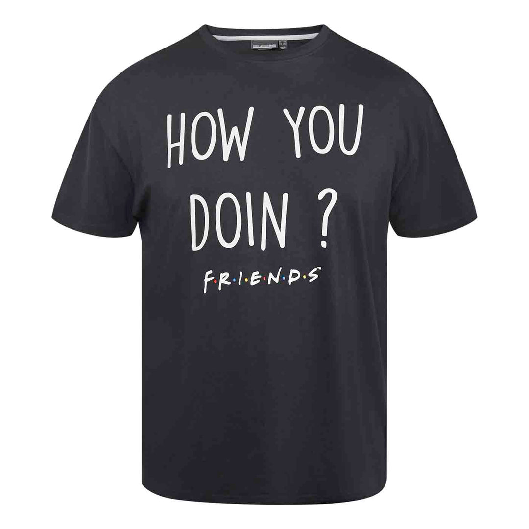 Schwarzes T Shirt Best Friends mit How You Doin Spruch und Friends Druck von Allsize