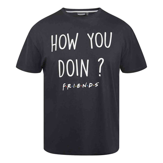 Schwarzes T Shirt Best Friends mit How You Doin Spruch und Friends Druck von Allsize