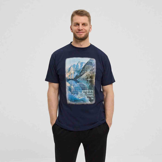 Herren t shirt mit Landschafts- und Textdruck in Blau von Allsize lässig und bequem