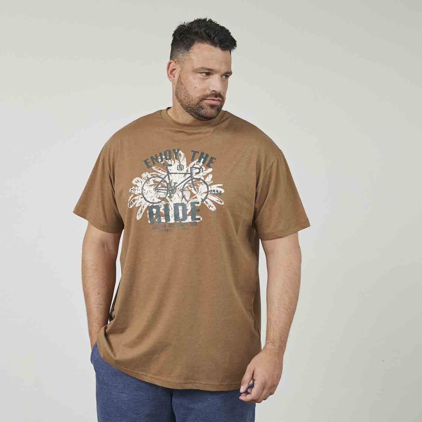 Braunes t shirt mit druck von Allsize für Herren mit Fahrrad- und Pflanzenmotiv auf der Vorderseite