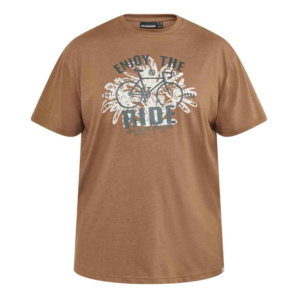 Braunes t shirt mit druck von Allsize mit Fahrrad und Schriftzug Enjoy the Ride