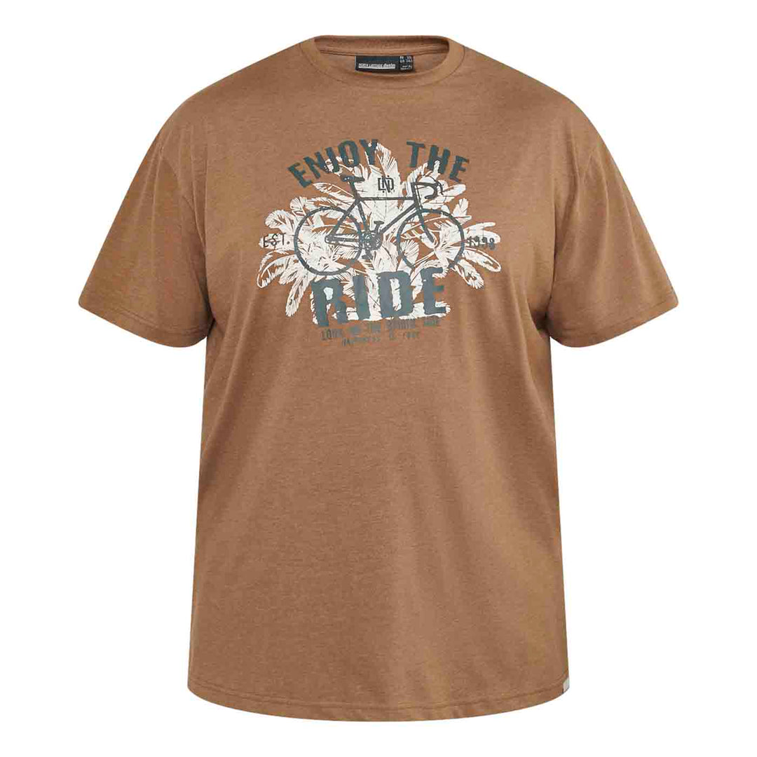 Braunes t shirt mit druck von Allsize mit Fahrrad und Schriftzug Enjoy the Ride