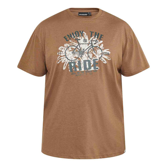 Braunes t shirt mit druck von Allsize mit Fahrrad und Schriftzug Enjoy the Ride
