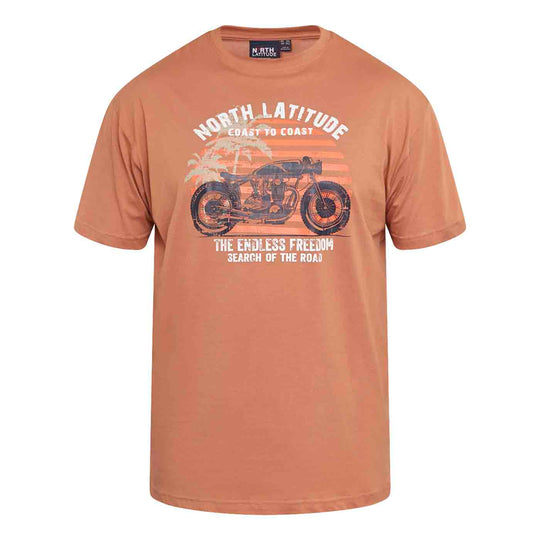 Braunes t shirt mit druck von Allsize mit Motorrad und Schriftprint vorne