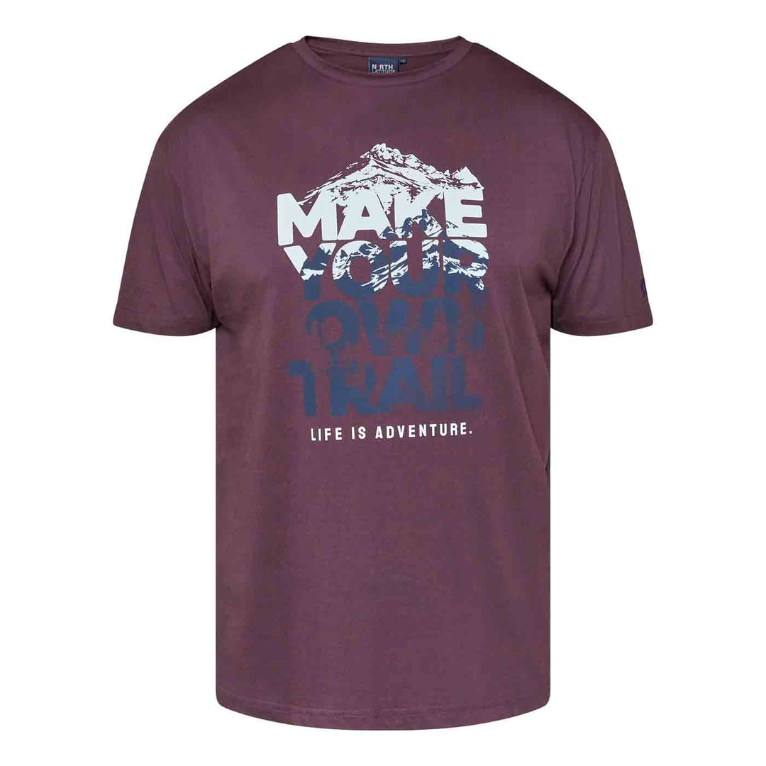 T-Shirt mit Druck Herren Übergröße von Allsize in Dunkelrot mit Bergmotiv und Aufschrift