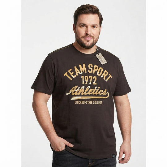 Redfield T-Shirt mit Druck Herren Übergröße in Schwarz mit Team Sport 1972 Athletics Aufdruck