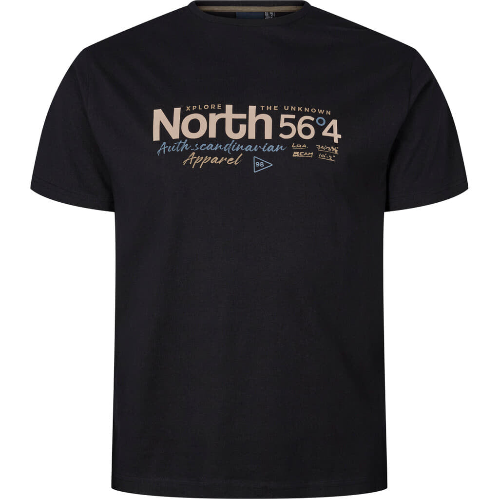 Schwarzes Allsize T Shirt mit Druck North 564 Scandianvian Apparel Motiv