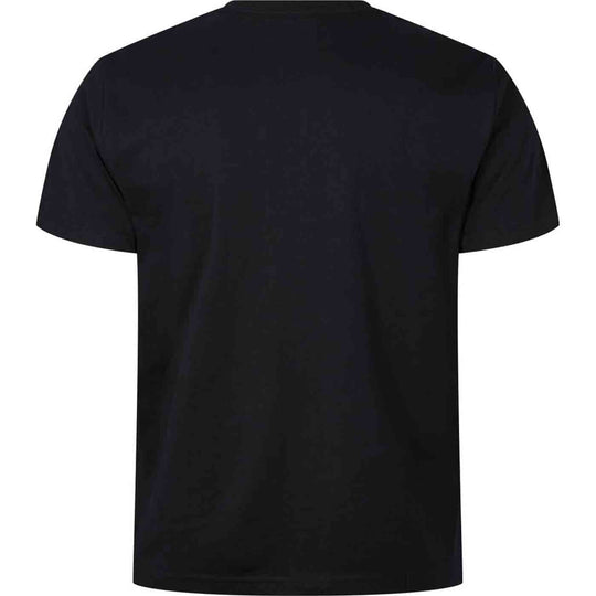 Schwarzes T Shirt mit Druck von Allsize in einfacher Rückansicht aus Baumwolle