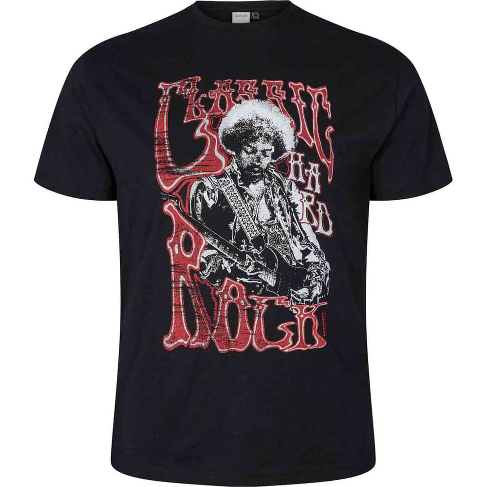 Schwarzes t shirt mit Jimi Hendrix Aufdruck und rotem Lettering von Allsize