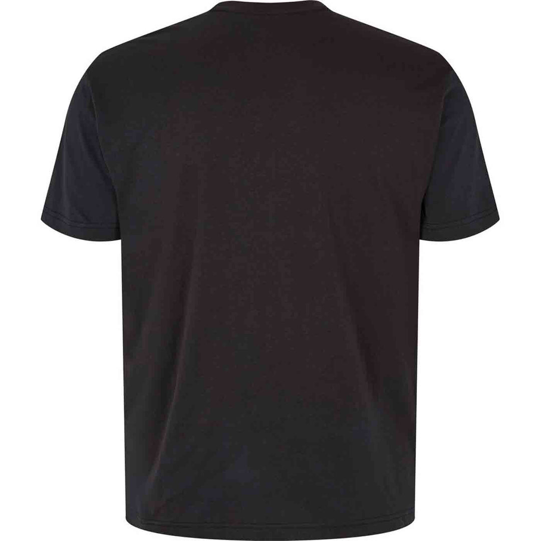 Schwarzes T Shirt T von Allsize mit kurzem Arm und schlichtem Design von hinten