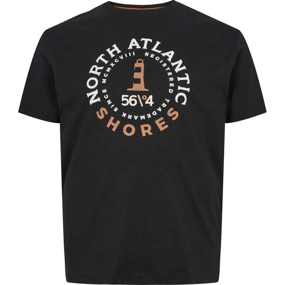 Schwarzes t shirt übergröße herren mit North Atlantic Shores Druck von Allsize