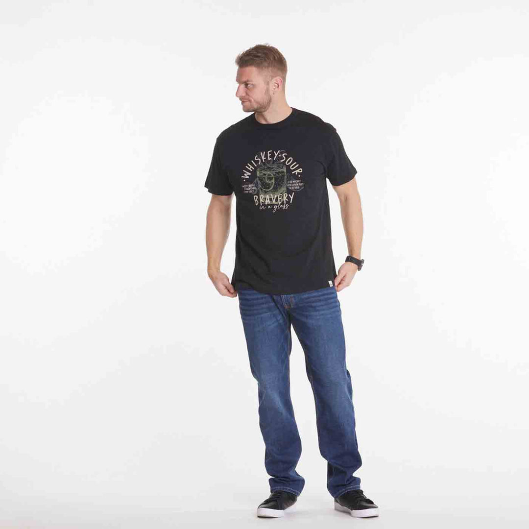 Allsize T-Shirt Übergröße Herren in Schwarz mit Whiskey Sour Druck und Rundhalsausschnitt