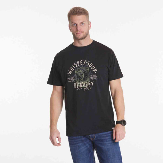 Allsize T-Shirt Übergröße Herren in Schwarz mit Whiskey Sour Druck und Rundhalsausschnitt