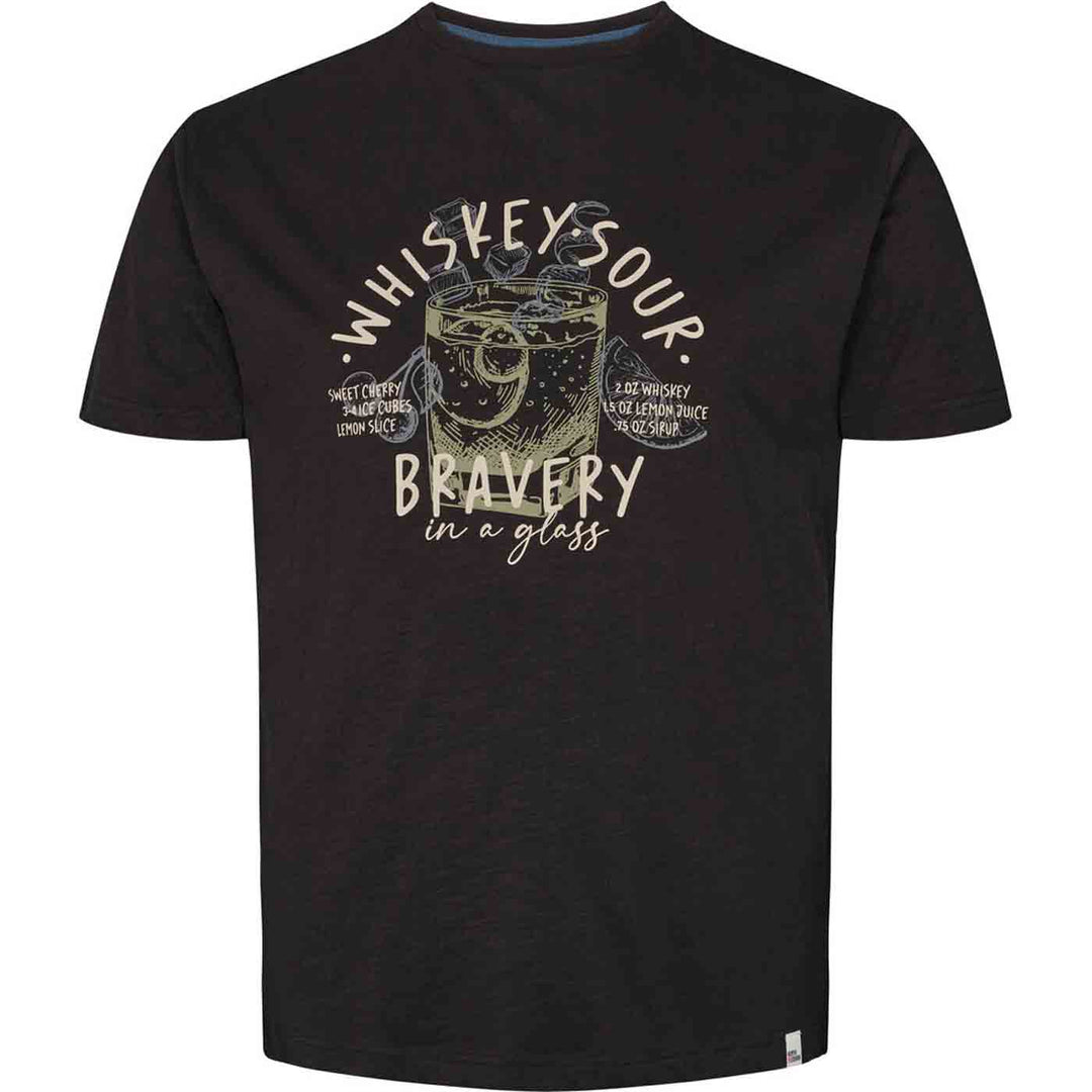 Schwarzes T-Shirt Übergröße Herren mit Whiskey Sour Print von Allsize