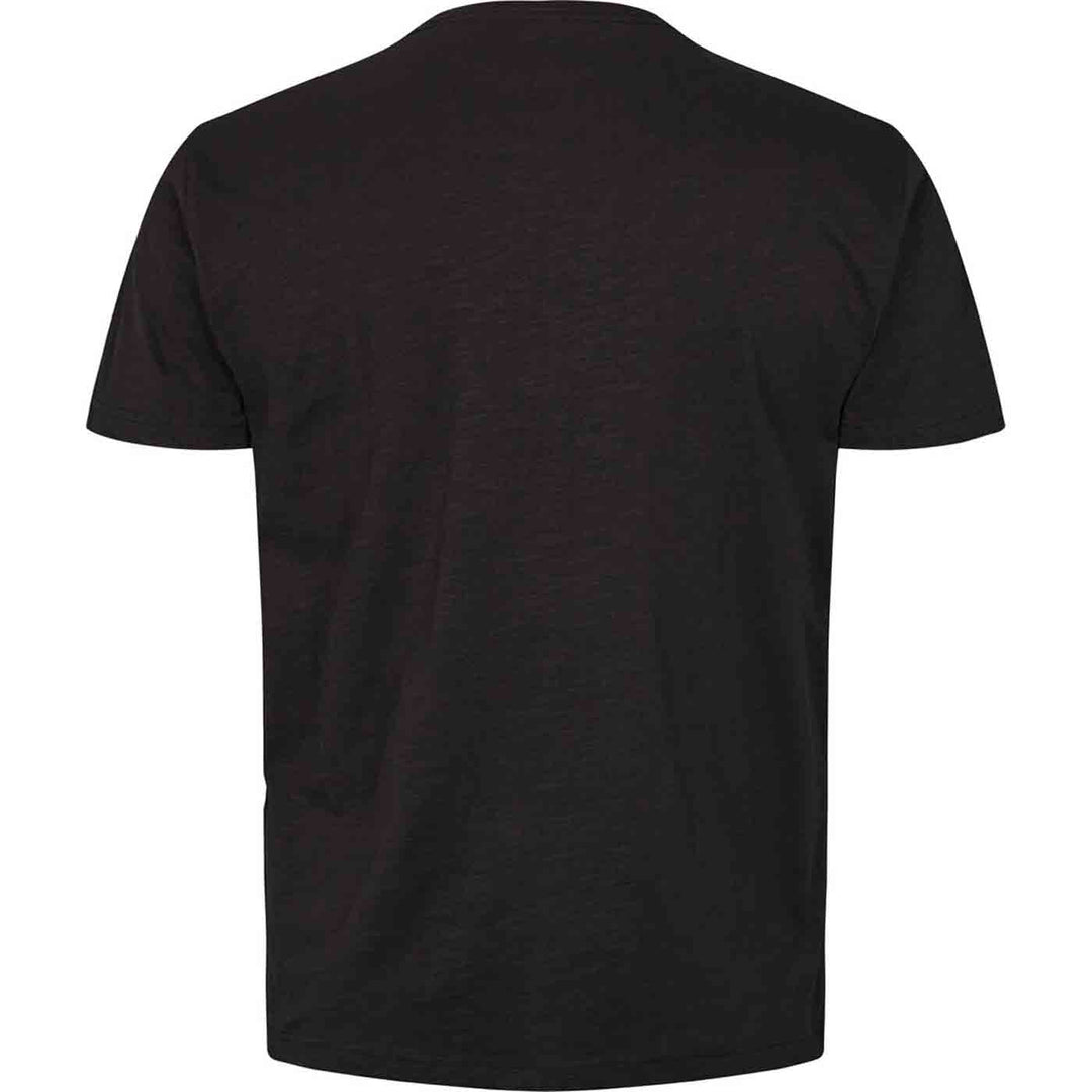 Schwarzes T-Shirt Übergröße Herren von Allsize mit Rundhalsausschnitt und kurzen Ärmeln von hinten