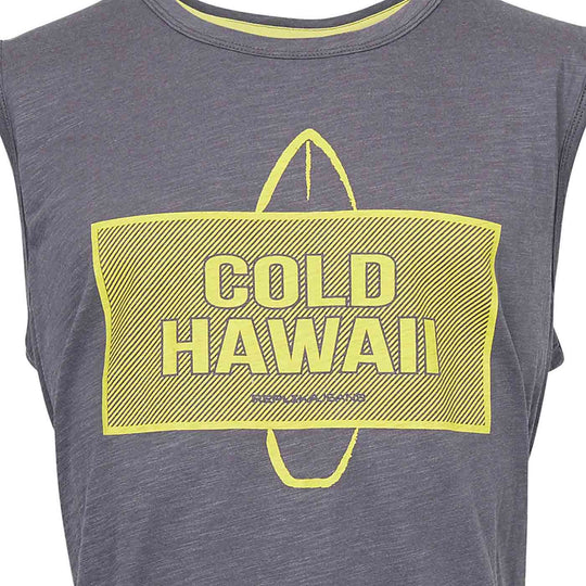 Allsize Tank-top mit Cold Hawaii Aufdruck in Grau und Gelb für sommerliche Looks