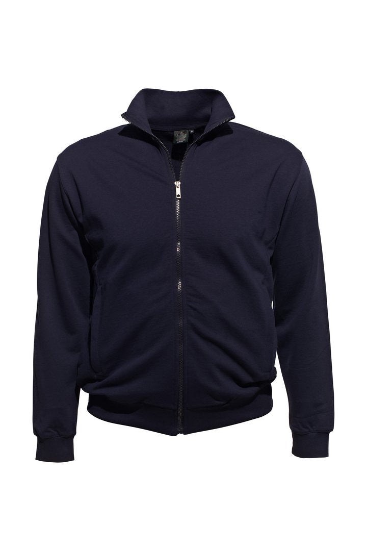 Ahorn Sport Kapuzen-Sweat-Jacke in Marineblau in übergröße für herren mit Reißverschluss und Stehkragen
