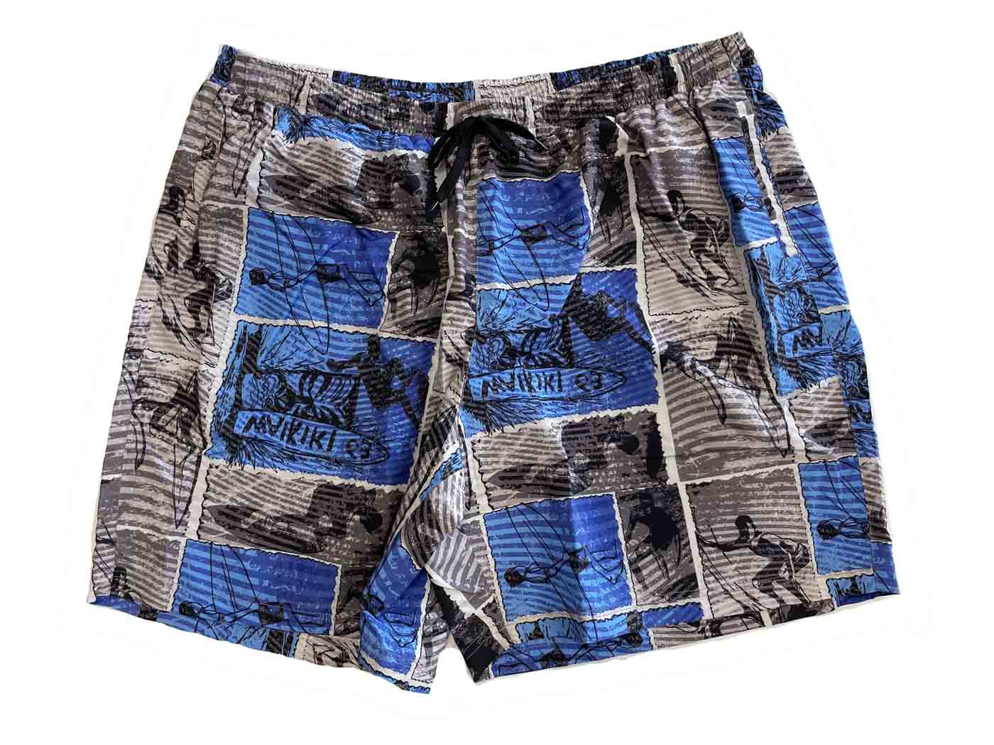 BigTiger Badehose mit blau-grauem Muster in Übergröße Herren für komfortables Schwimmen