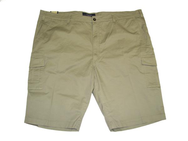 Pionier kurze Jeans Hose in Beige für übergröße herren mit Seitentaschen und Knopfverschluss