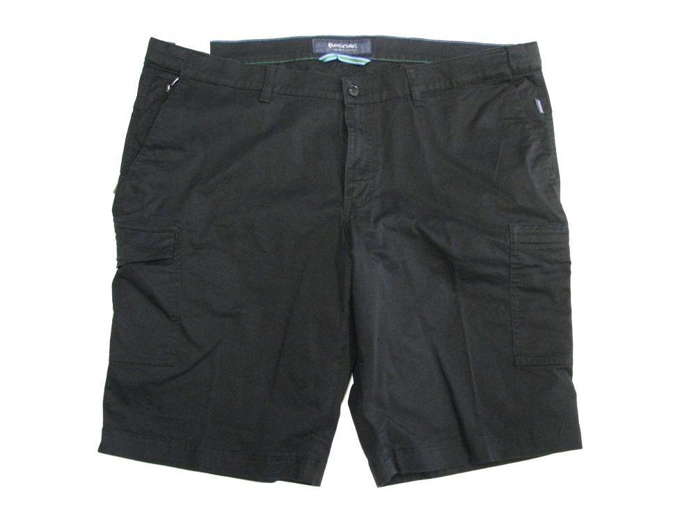 Schwarze kurze Jeans Hose von Pionier als unterbauch-jeans für herren mit Taschen und Knopfverschluss