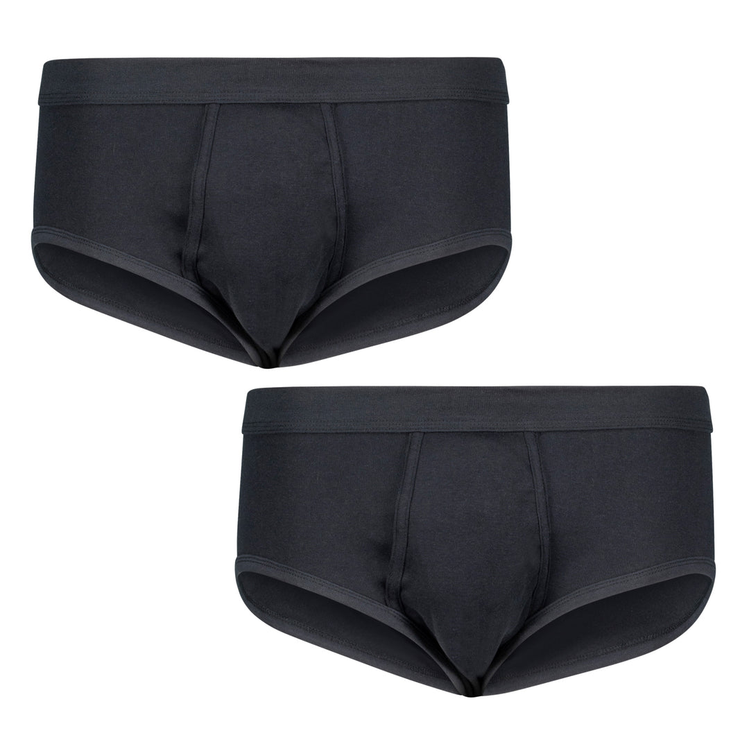 Schwarze Adamo Slip Feinripp Unterhose für Herren im 2er Pack aus feinem Baumwollmaterial