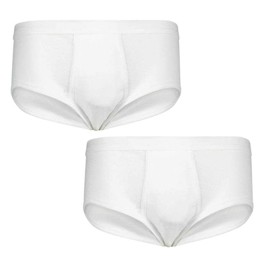 Weiße Adamo Slip Feinripp Unterhose für Herren im 2er Pack aus Baumwolle