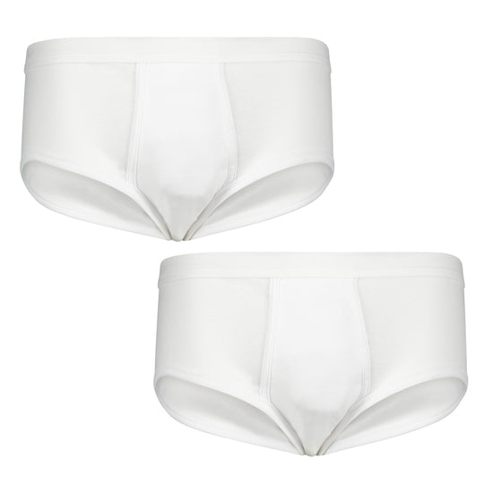 Weiße Adamo Slip Feinripp Unterhose für Herren im 2er Pack aus Baumwolle