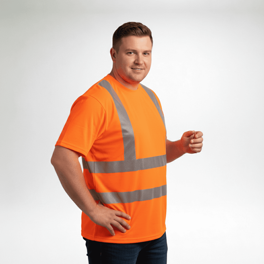 BigTiger Warn T Shirt in orange mit reflektierenden Streifen für optimale Sichtbarkeit