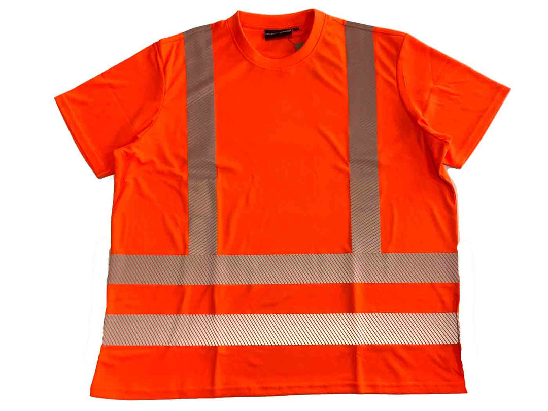BigTiger warn t shirt in orange mit reflektierenden silbernen Streifen für bessere Sichtbarkeit