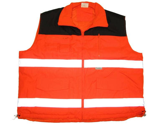 Terrax Warnschutz Arbeitsweste Übergröße in orange mit reflektierenden Streifen und mehreren Taschen