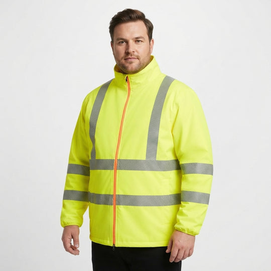 Adamo Warnschutzjacke Herren Übergröße 4XL-10XL in leuchtgelb mit reflektierenden Streifen