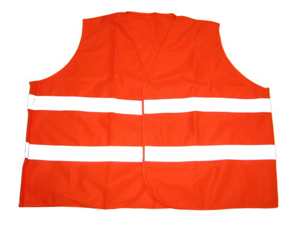 Helle orange Warnweste von BigTiger mit zwei reflektierenden weißen Streifen zur erhöhten Sichtbarkeit