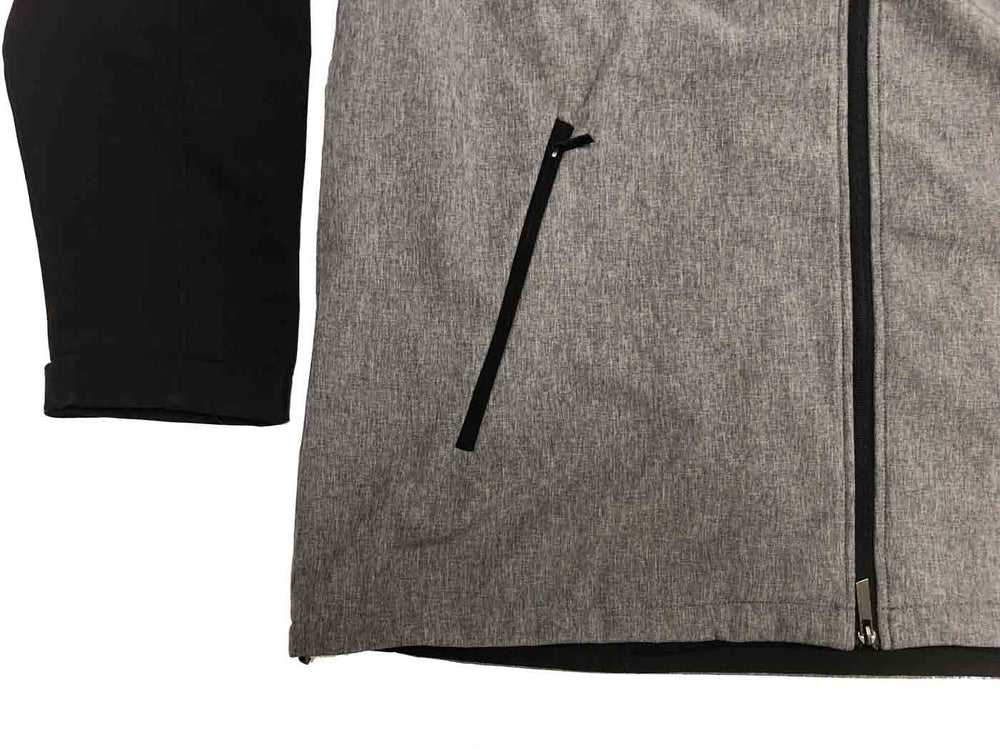 BlueWave damen jacke softshell in Grau mit schwarzem Ärmel und Reißverschlusstasche