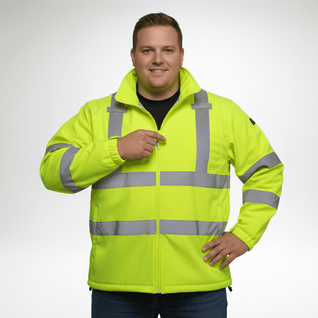 Warnschutz-Jacke in Neon Gelb mit reflektierenden Streifen, weste herren softshell von BigTiger