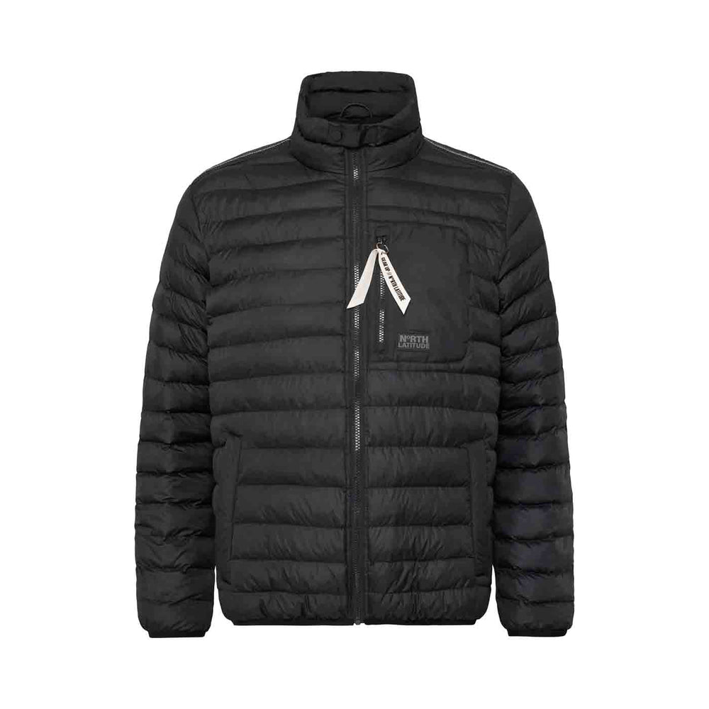 Allsize Winter Steppjacke Übergröße Herren in Schwarz mit durchgehendem Reißverschluss und Stehkragen