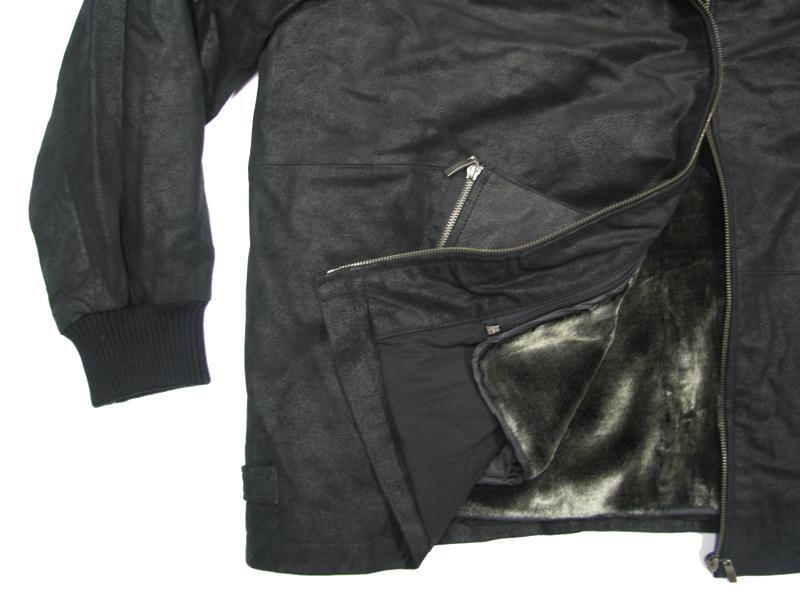 Allsize Leder-Jacke mit Fellfutter innen als warme winterjacke herren in Schwarz