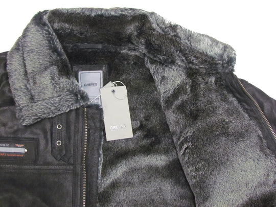 Winterjacke Herren von Allsize mit warmem, grauem Fellfutter und Leder außen